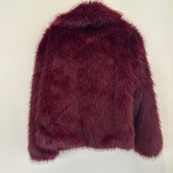 Cotton:On Women's Mimi Faux Fur Jacket Burgundy SZS/M Oversized - Picture 6 of 11